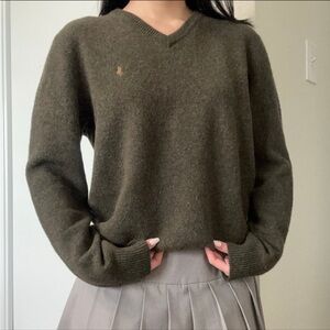 Ralph Lauren Dark Olive V-Neck Sweater